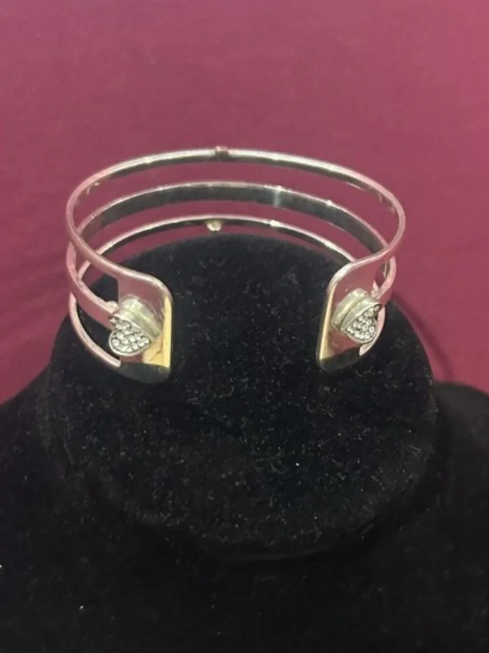 BRIGHTON “CHRISTO” Heart Swarovski Crystal 3-Wire Cuff BRACELET